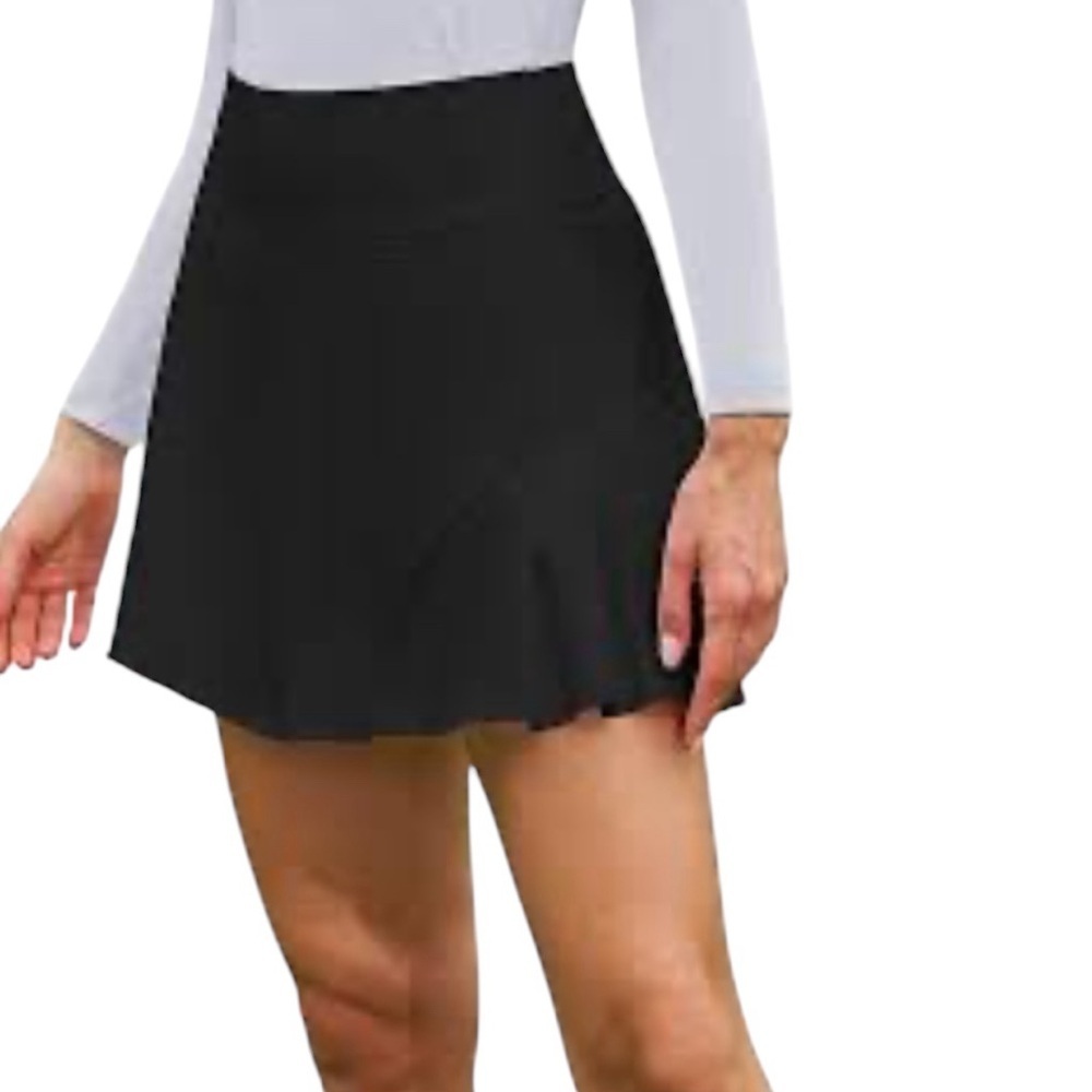 Black Mini Skater‎ Skorts for Casual Wear